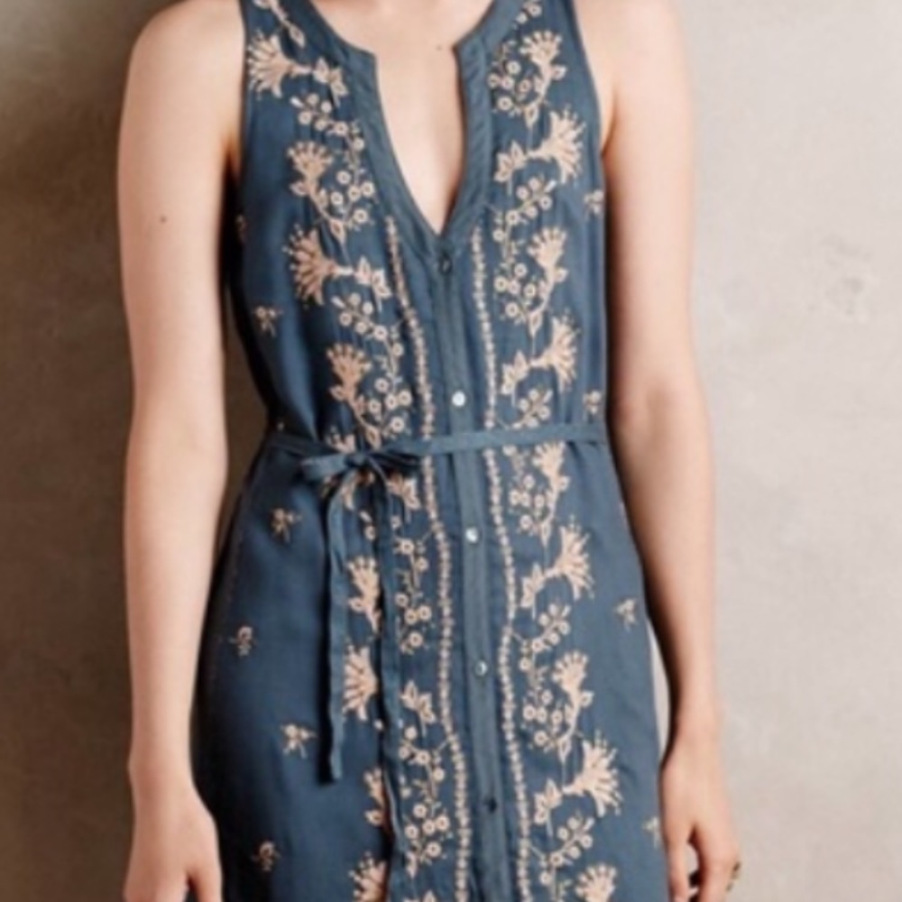 Anthropologie Syden Embroidered Shirtdress